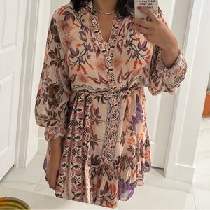 FARM Rio Multicolor Floral Long Sleeve Dress